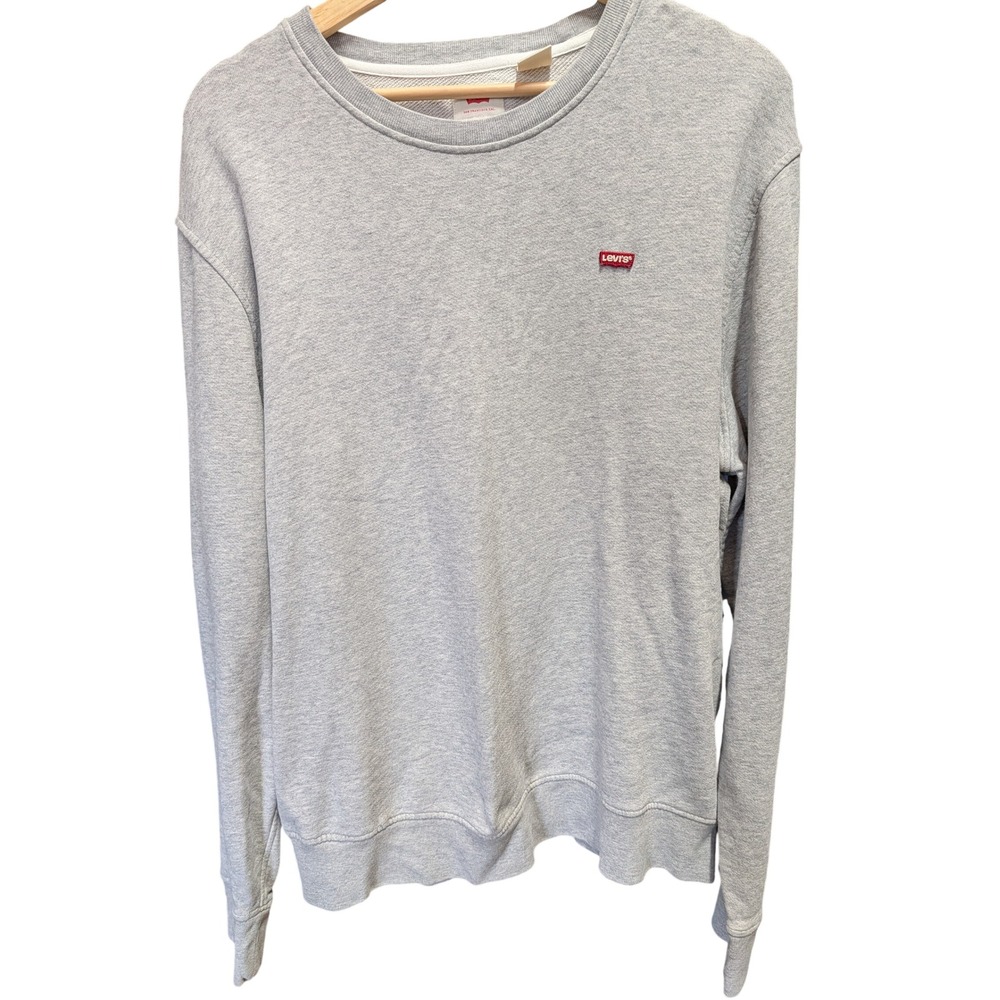 Levis Crewneck Sweatshirt Mens XL Grey Excellent Embroidered Logo French Terry